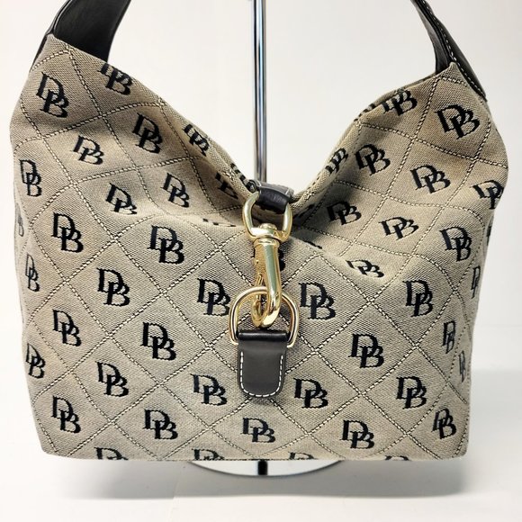Dooney & Bourke Handbags - Dooney & Bourke Black & Cream Monogram Canvas Shoulder Bag K6540014 VGC